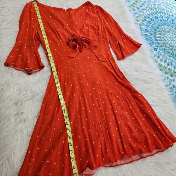 FREE PEOPLE Flame Combo Plunging V-Neck Polkadot A-Line Dress Boho 0 NWT - Picture 10 of 12
